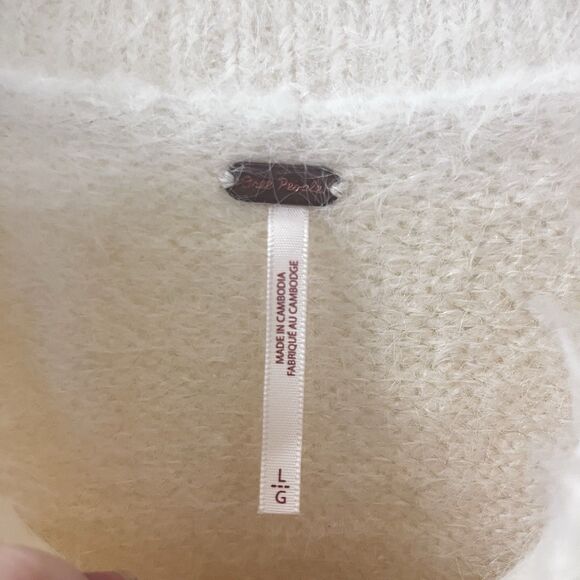 Free People Short Sleeve Sweater Top Off-White Women's Size Large - Picture 6 of 12